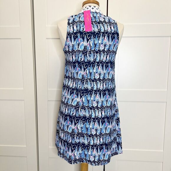 Lilly Pulitzer Low Tide Navy Sails and Stripes Sleeveless Jane Mini Shift Dress - Picture 4 of 7